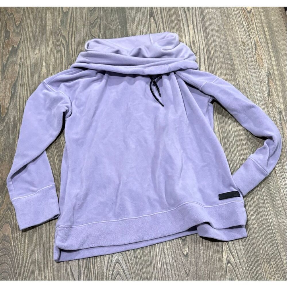 Calvin Klein Performance Fleece Sweatshirt Cowl Neck Stretch Pullover Purple L